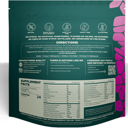 Optimize Minerals Multi Mineral Daily Formula – Magnesium, Electrolytes & Trace Mineral Supplement Powder - Gluten Free Vitamins Drink - Mixed Berry, 30 Servings