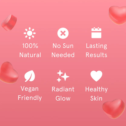 New Daily Tanning Gummies - 60 tart watermelon flavored gummies, beneficial for skin health.