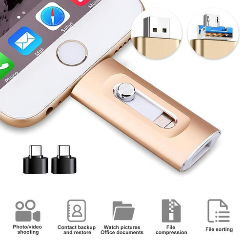 3-in-1 Photo Stick | Free Up Phone Space, Backup Photos/Videos to USB Drive for iPhone, Android, PC