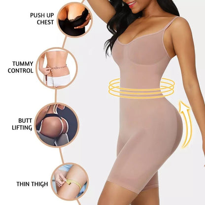 Tummy Control Bodysuit with Butt Lifting Shapewear for Women | FeelinGirl Seamless Spaghetti Strap Bodysuit