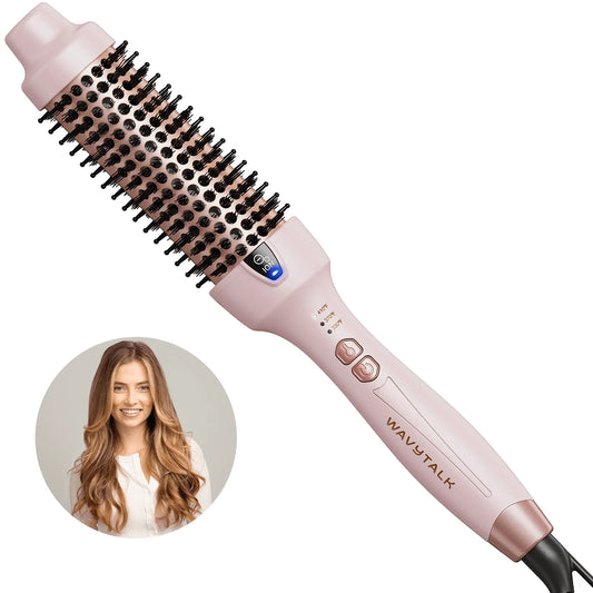 Thermal Brush for Blowout Look, 1 1/2 inch Ionic Heated Nylon Brush Get Natural Curls, Rose Gold