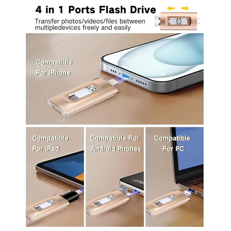3-in-1 Photo Stick | Free Up Phone Space, Backup Photos/Videos to USB Drive for iPhone, Android, PC