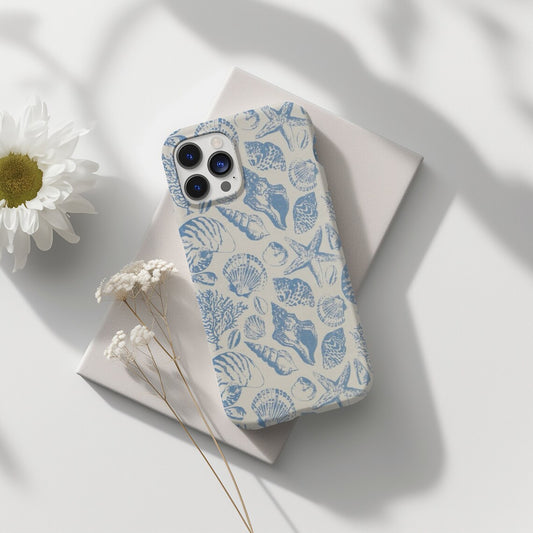 Summer Coastal Seashell Phone Case, Cute Ocean Inspired Aesthetic iPhone 15 14 13 12 11 Pro Max 8 Plus X, Samsung Galaxy S23 S22 S20 Ultra