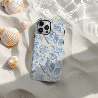 Summer Coastal Seashell Phone Case, Cute Ocean Inspired Aesthetic iPhone 15 14 13 12 11 Pro Max 8 Plus X, Samsung Galaxy S23 S22 S20 Ultra