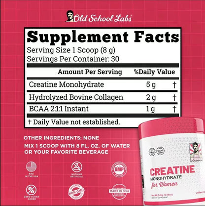 Creatine Monohydrate for Women – 240g (30 Servings)