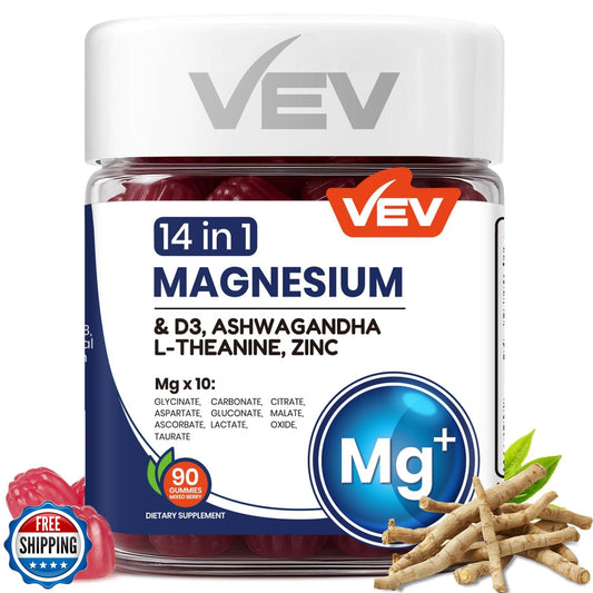 14-in-1 Magnesium Complex Gummies – with Ashwagandha, L-Theanine, D3