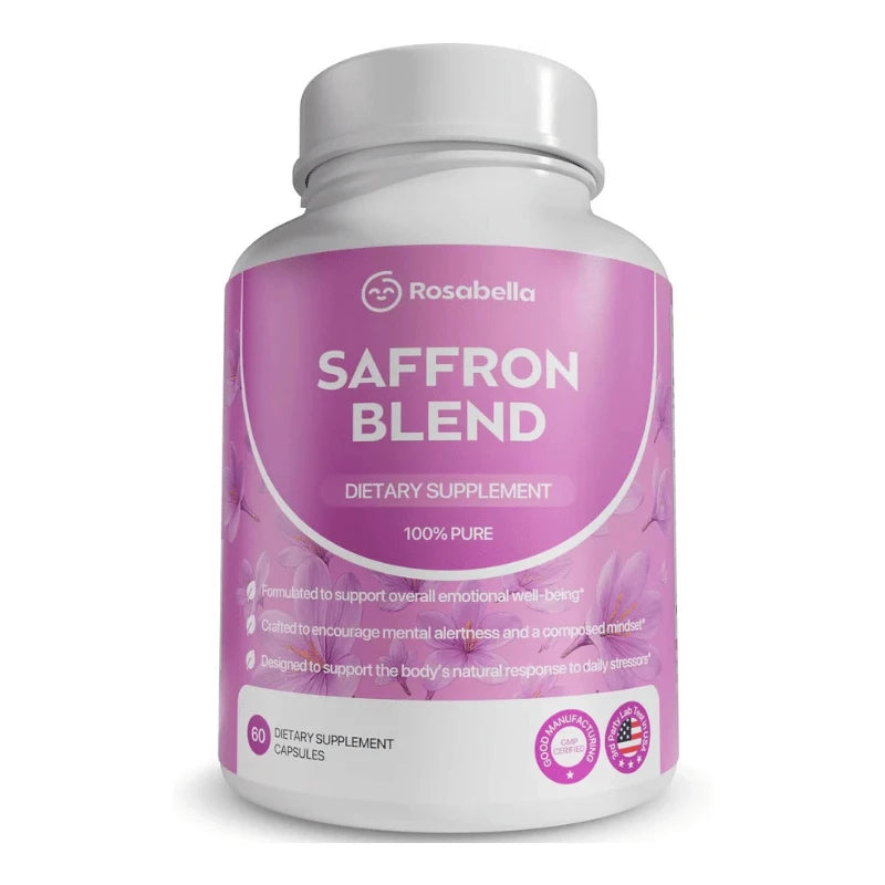 Rosabella Saffron Blend – Mood & Focus Support – Saffron, B6, Magnesium – 60 Capsules