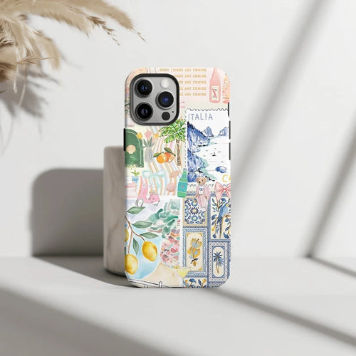 Coquette Italian Summer Collage Phone Case, Coastal Italy Phone Case, iPhone 16 15 14 13 12 11 Pro Max 8 Plus