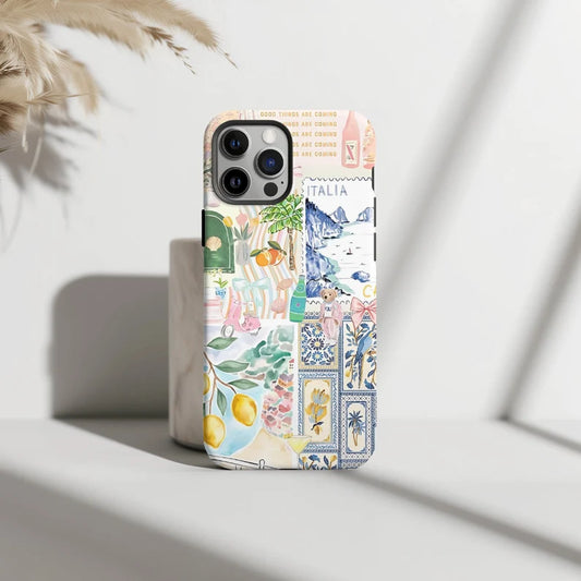 Coquette Italian Summer Collage Phone Case, Coastal Italy Phone Case, iPhone 16 15 14 13 12 11 Pro Max 8 Plus